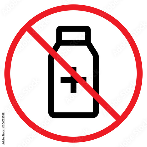 Illustration of No Medication Allowed Sign Icon