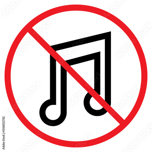 Illustration of No Music Sign Icon