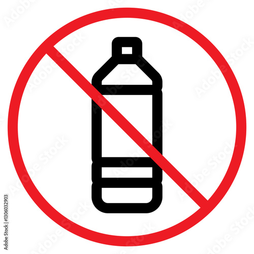 Illustration of No Plastic Bottle Sign Icon