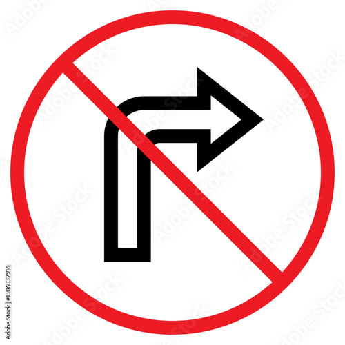 Illustration of No Right Turn Sign Icon