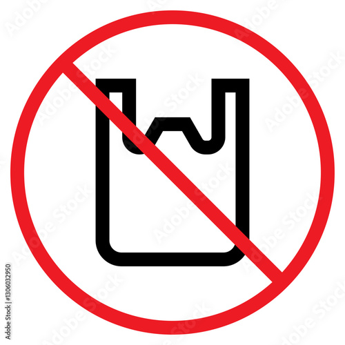 Illustration of No Plastic Bag Sign Icon