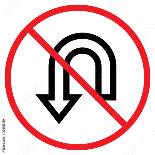 Illustration of No U Turn Sign Icon