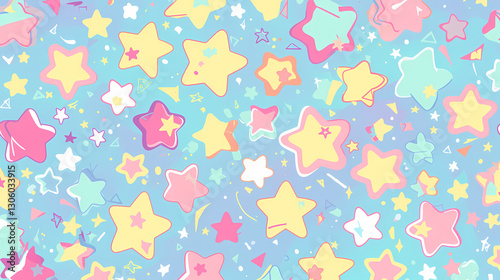 Colorful star-patterned background with pastel hues, ideal for playful designs and children's themes