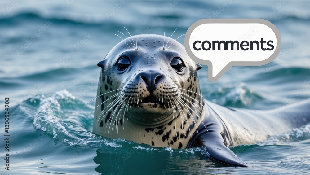 Fototapeta premium A curious seal surfacing in calm waters, showcasing its playful nature and vibrant environment