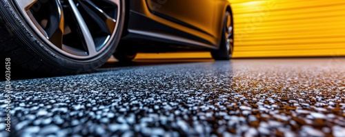 Sleek Automotive Presentation of a Car in a Garage with Epoxy Floor Coating