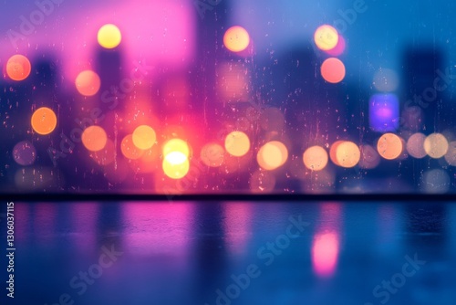 Blurry colorful city lights creating a dreamy bokeh effect