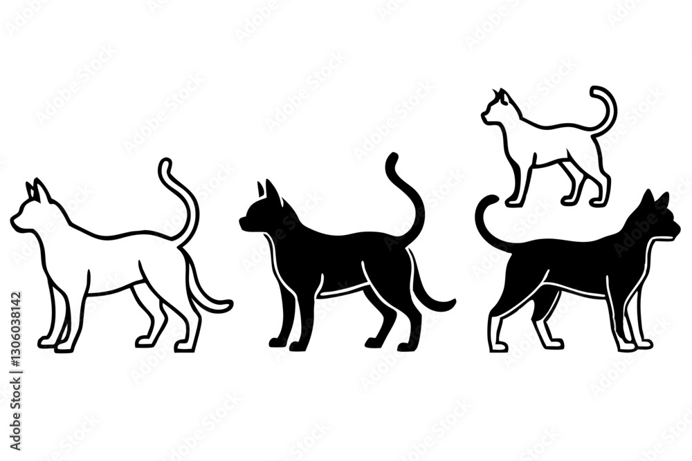 Cat Dog Silhouette vector illustration Cat Dog Silhouette vector illustration