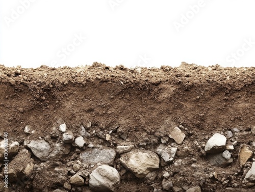 Soil Profile: A Cross-Section of Earth's Layers Revealing Rich Texture and Rocky Subsoil