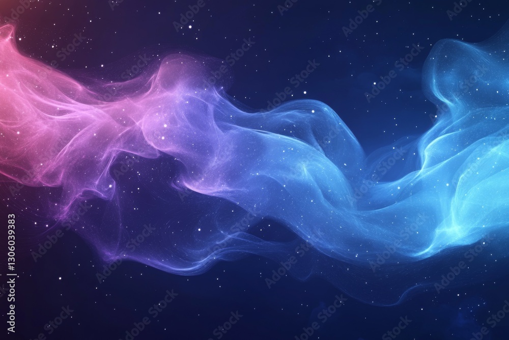 Naklejka premium Abstract neon waves of blue and pink energy flowing in darkness