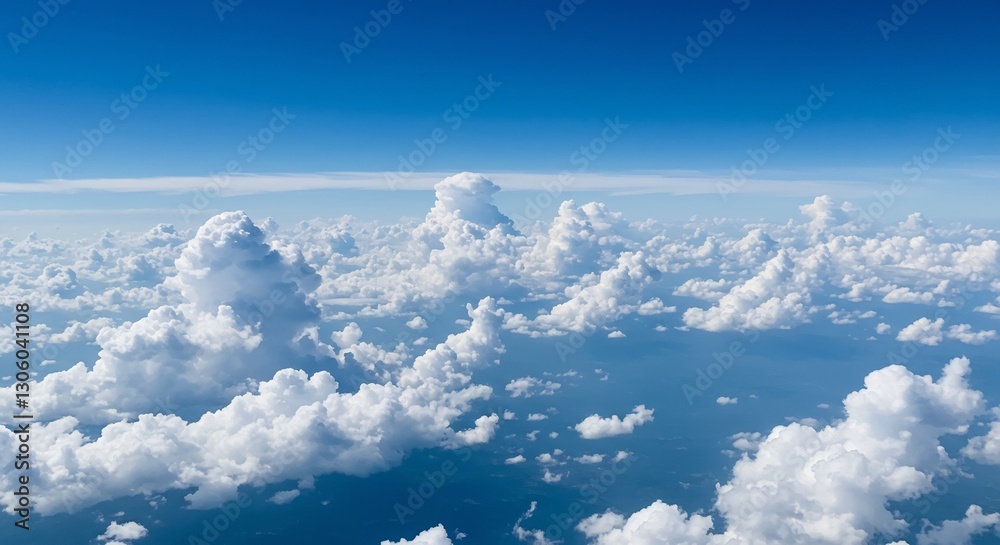 Fototapeta premium Aerial View Bright White Clouds Blue Sky. AI Generated