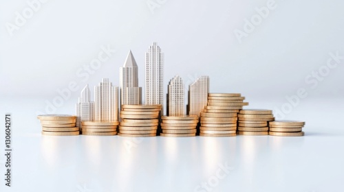 Urban Growth and Investment Concept with Coins and City Skyline