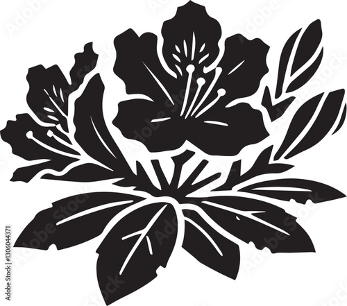 black and white flowers, Jasmine Flower Vector Illustration, Jasmine Flower silhouette vector icon black and white