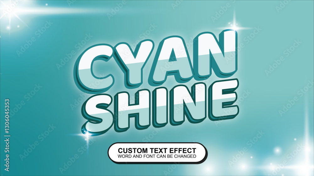 Obraz premium text effect Cyan Shine