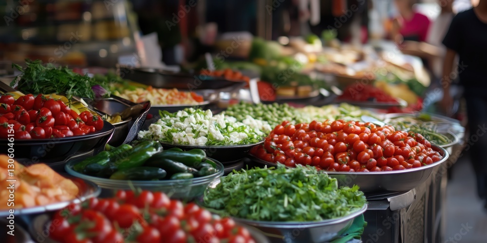 A visually appealing assortment of fresh vegetables and herbs displayed in a lively market, showcasing vibrant colors and organic produce for a healthy lifestyle. A visually appealing assortment of fresh vegetables and herbs displayed in a lively market, showcasing vibrant colors and organic produce for a healthy lifestyle.