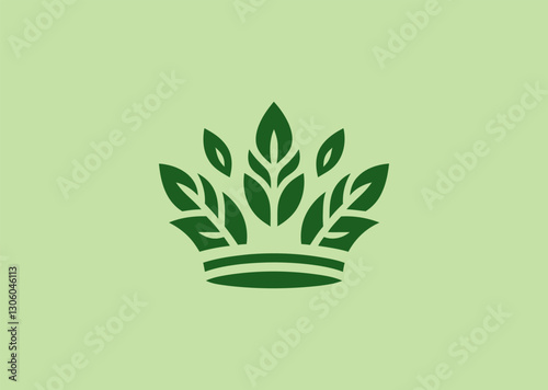 Leaf Crown Logo – A regal crown made of leaves, symbolizing nature, victory, and sustainability.