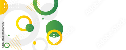 Green and yellow circle banner background. Vector abstract graphic design banner pattern background template.