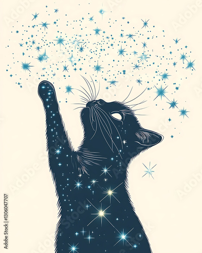 pet cat in illustrator drawing.