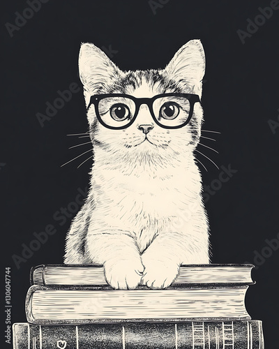 pet cat in illustrator drawing.