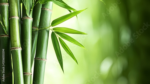 Closeup of Lush Green Bamboo Shoots and Leaves