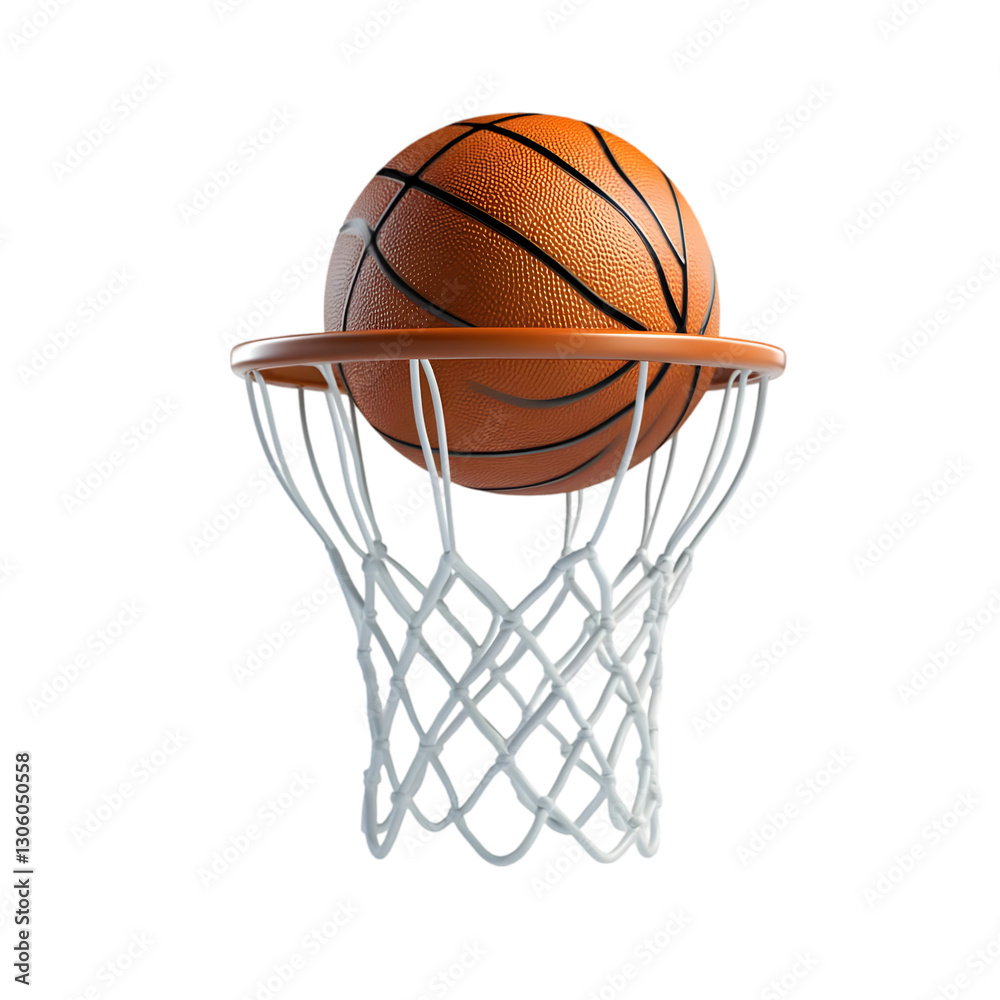 A dynamic basketball soaring through the air and about to score in a hoop, representing the excitement and energy of the game. A dynamic basketball soaring through the air and about to score in a hoop, representing the excitement and energy of the game.