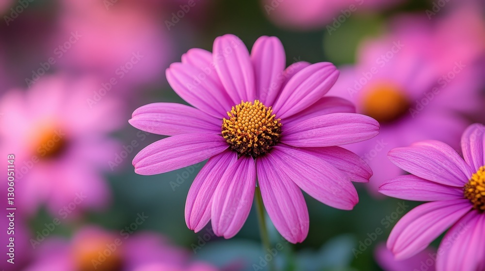 Pink flowers bloom in garden setting Pink flowers bloom in garden setting