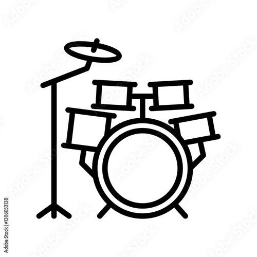drum kit icon line vector design in trendy style