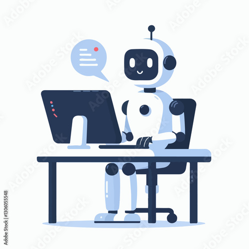 vector illustration of an AI robot at work