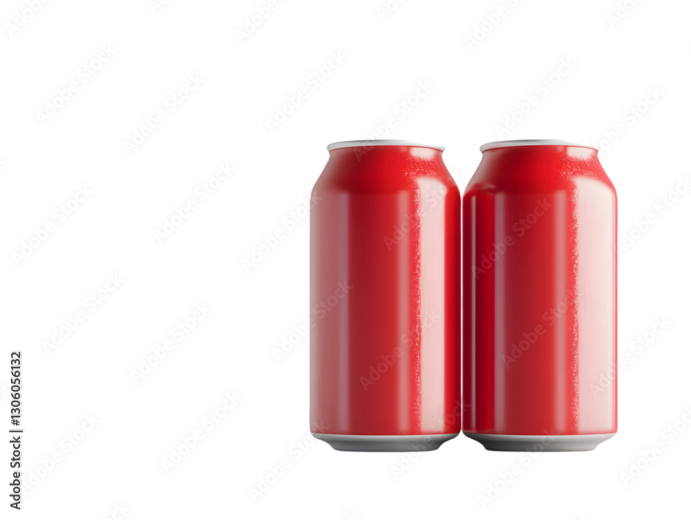 Two vibrant red soda cans stacked together, showcasing their glossy finish and modern design, perfect for a refreshing beverage backdrop. Two vibrant red soda cans stacked together, showcasing their glossy finish and modern design, perfect for a refreshing beverage backdrop.