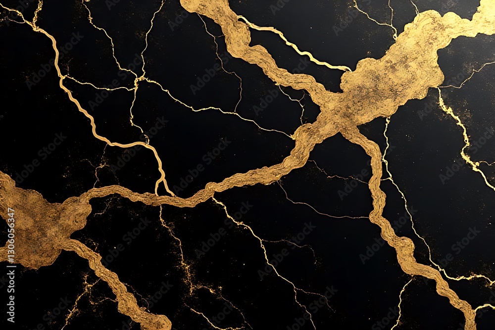 Striking black surface with intricate golden veins evoking luxury and sophistication. Striking black surface with intricate golden veins evoking luxury and sophistication.