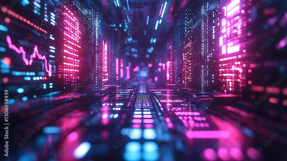 Virtual financial metaverse image featuring holographic cryptocurrency elements. Virtual financial metaverse image featuring holographic cryptocurrency elements.