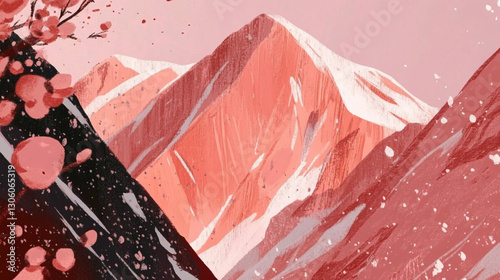 minimalistic mountain landscape with sky. simple illustration