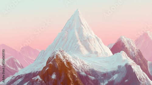 minimalistic mountain landscape with sky. simple illustration