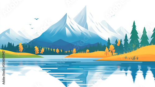 minimalistic mountain landscape with sky. simple illustration