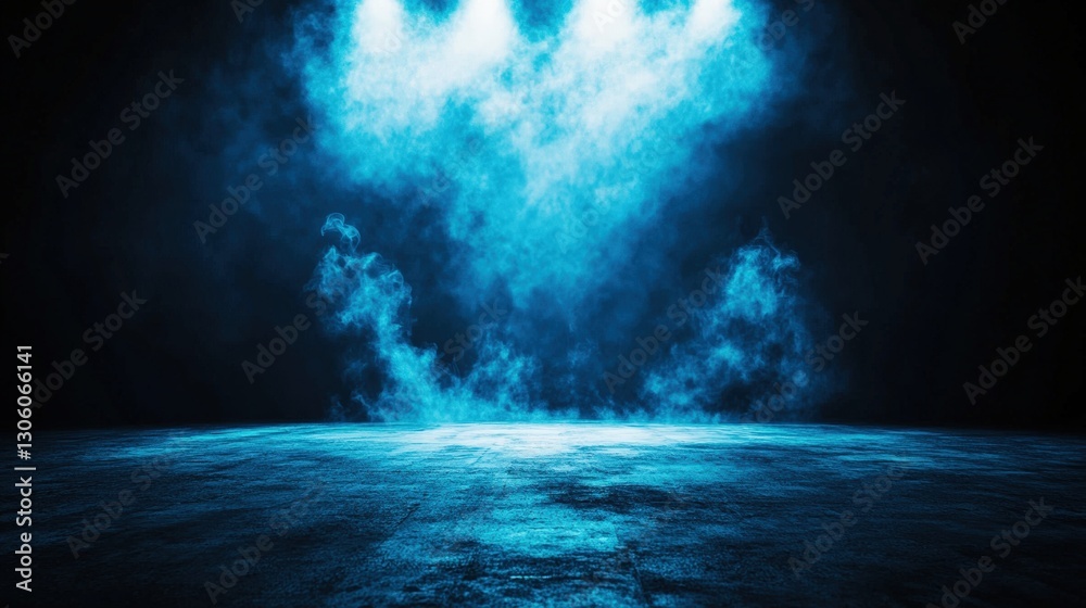Dark room illuminated by a soft blue light creating a mysterious and enigmatic atmosphere for creative inspiration Dark room illuminated by a soft blue light creating a mysterious and enigmatic atmosphere for creative inspiration