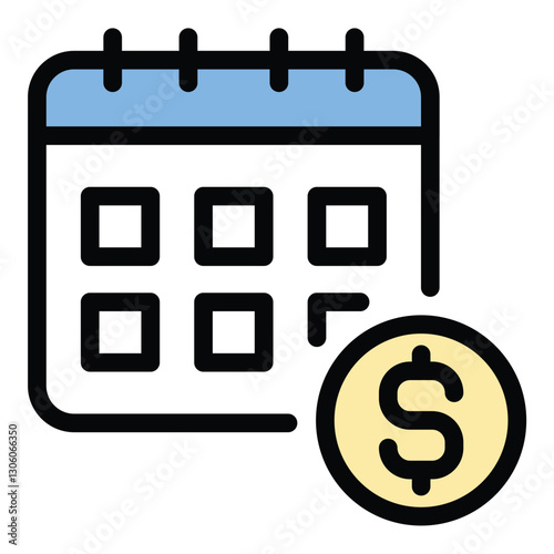 Long-term debt icon in flat line style representing extended financial obligations loans and repayment plans ideal for banking and investment concepts.