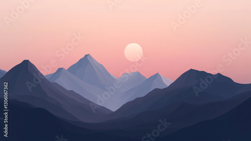 minimalistic mountain landscape with sky. simple illustration