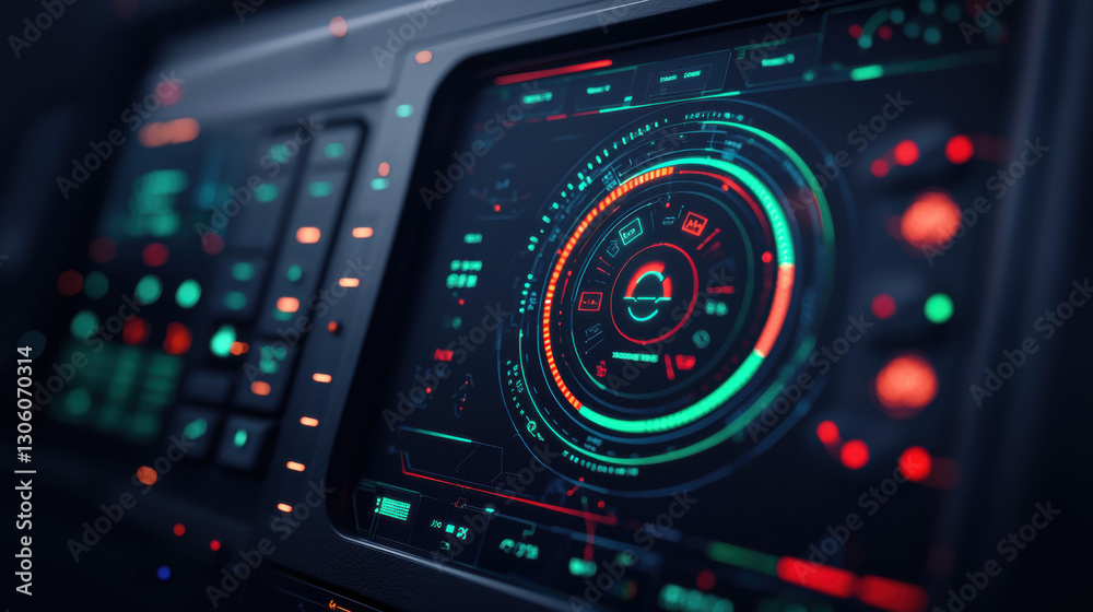 Close-up of an old control panel and radio with digital elements, buttons, and electronic equipment showcasing vintage technology and sound Close-up of an old control panel and radio with digital elements, buttons, and electronic equipment showcasing vintage technology and sound