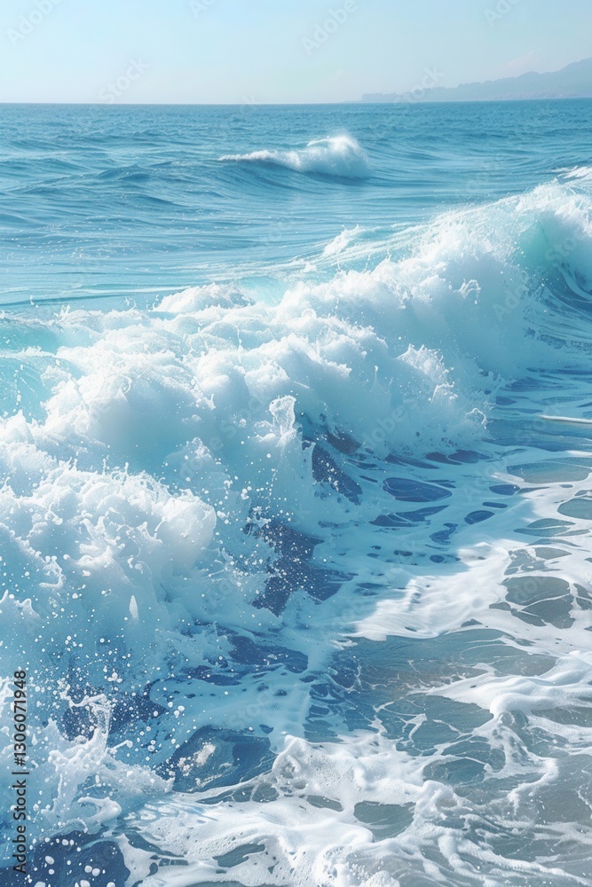 Fototapeta premium Powerful wave in vast blue sea