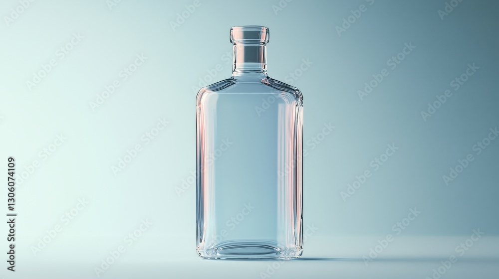 Elegant Clear Glass Bottle with Simple Design on Light Background Elegant Clear Glass Bottle with Simple Design on Light Background