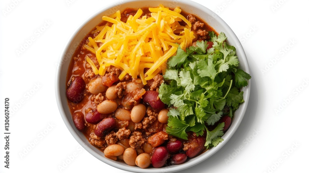 Bowl of Chili with Cheese and Cilantro Bowl of Chili with Cheese and Cilantro