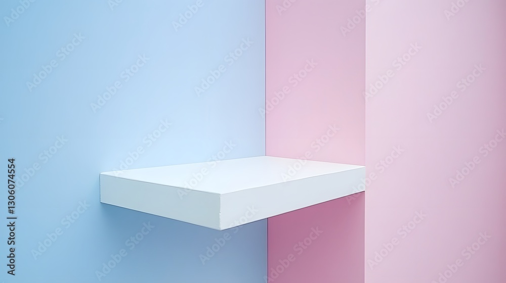 Fototapeta premium Pastel Pink Blue Minimalist Product Display Shelf