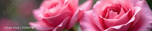 Close-up of two fully opened pink roses, showing delicate texture , background, botanical, flower power