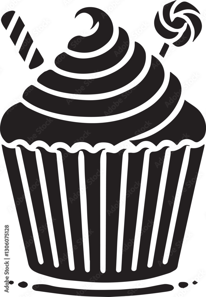 vector illustration of a cupcake, cupcake silhouette vector icon black and white vector illustration of a cupcake, cupcake silhouette vector icon black and white