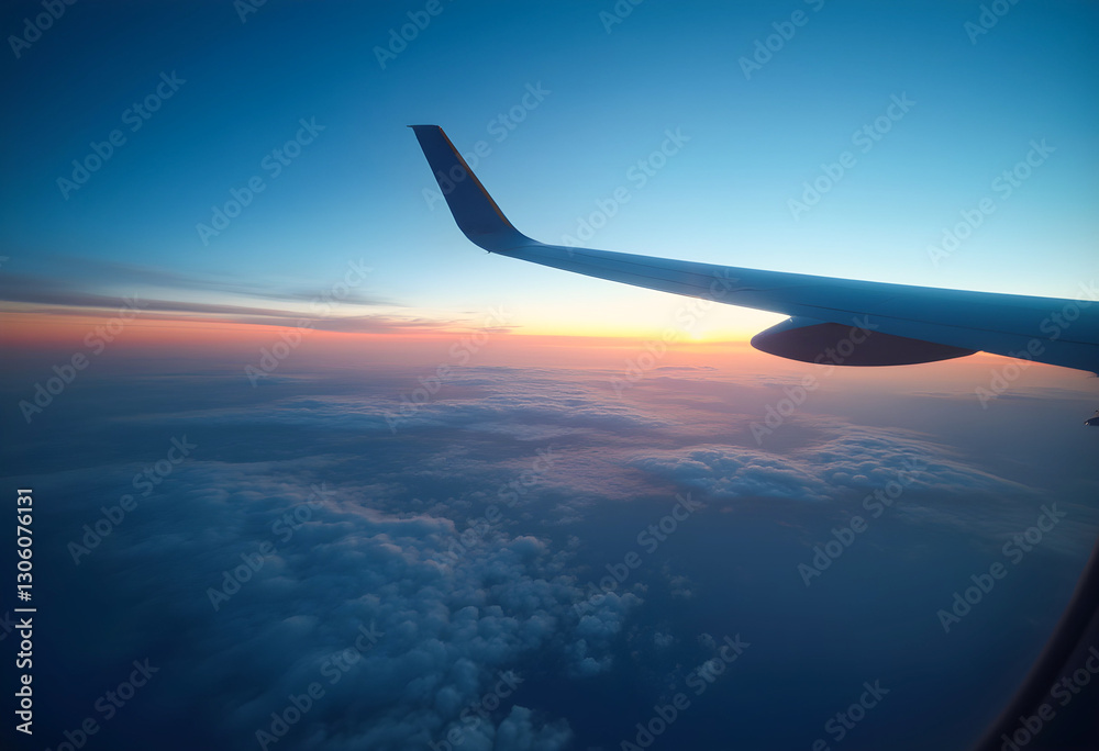 Fototapeta premium Hyperlapse of Aircraft in Motion – Wing View from Window