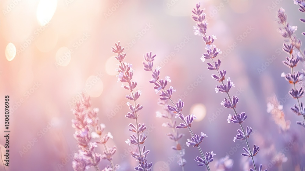 Obraz premium A soft, ethereal background with fading light in shades of white and lavender, perfect for creating a peaceful atmosphere with space.