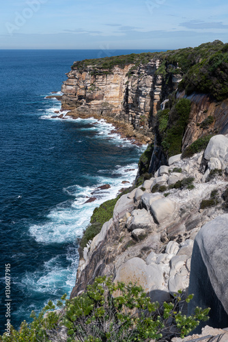view of the cliffs and ocean in the Royal National Park, New South Wales