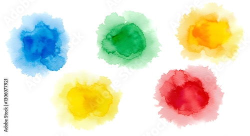 set of watercolour in beautiful style isolated on white background, texture