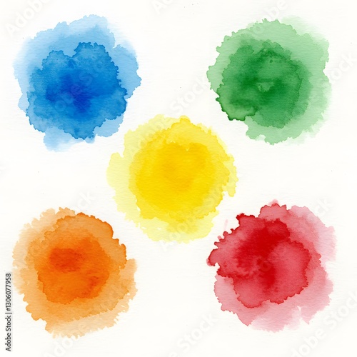 set of watercolour in beautiful style isolated on white background, texture