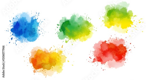 set of watercolour in beautiful style isolated on white background, texture