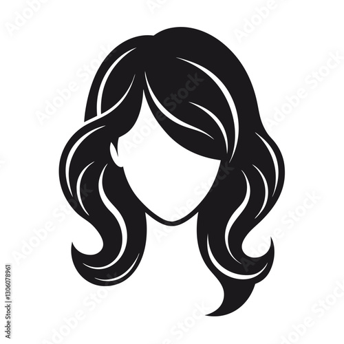 Feminine Woman Hair Icon Silhouette for beauty and lifestyle projects